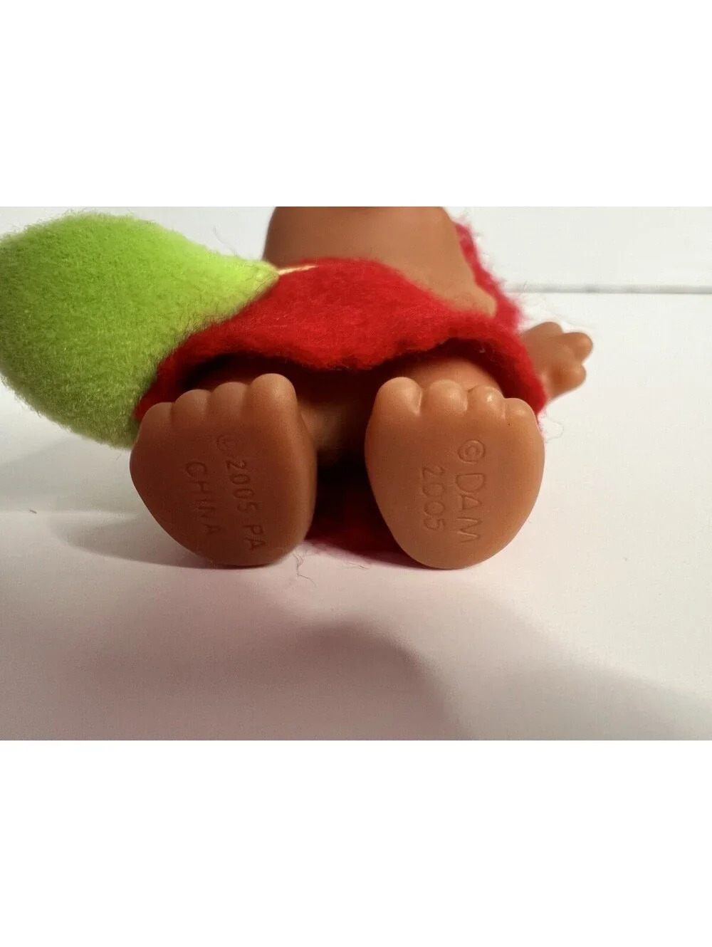 Vintage 2005 Troll Doll Good Luck Dam Red Hair with Green Purse 3” H